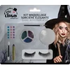 Image de Make Up Kit Pretty Witch, Halloween Heks Make up - Oogschaduws ,strass steentjes, Oogpotlood ,Valse Wimpers, Make upkwast