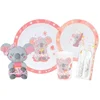 Image de Servies: glas, bord, soepbord, 2 couverts en een kinderknuffel Fun House Mimi Koala
