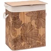 Image de 5Five Wasmand met deksel - bamboe hout - 60 Liter- naturel wit - 43 x 31 x 50 cm - Flora print