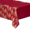 Image de Tafelkleed Rood / Goud bedrukte kunstboom 140x360, b x l, Rood tafelkleed met gouden hotstamp dennenboom print materiaal polyester