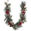 Image de Feeric Christmas Dennenslinger/dennen guirlande - met kerstversiering -rood - 100 x 7,5 cm
