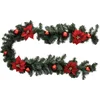 Image de Feeric Christmas Dennenslinger/dennen guirlande - met kerstversiering - rood - 200 x 20 cm