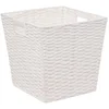 Image de 5Five Rieten opbergmand - gevlochten - wit - 31 x 31 x 31 - Kast-/badkamer mandjes - metaal/kunststof
