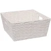 Image de 5Five Rieten opbergmand - gevlochten - wit - 31 x 31 x 15 - Kast-/badkamer mandjes - metaal/kunststof