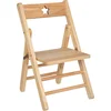 Image de Atmosphera Kinder uitklap stoeltje Stars - naturel - hout - D33 x H52 cm - bijzet stoeltjes voor kinderen - klapstoelen
