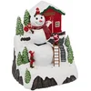Image de Feeric Christmas Kerstdorp kerst tafereel - huis met sneeuwpop - met beweging en led verlichting - 26 cm