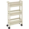 Image de 5Five Keuken of badkamer trolley 3-laags - creme wit - D15 x B40 x H75 cm - mdf hout - met wielen