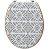 Image de Hapache Toiletbril Wit Grijs - Sierlijk Mandala Patroon - 36 x 42.5 x 5.3 cm - Universele Pasvorm - Eenvoudige Reiniging - Duurzaam HDF materiaal / WC Bril