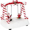 Image de Feeric Christmas Kerstdorp schommel met kerstman - met verlichting en beweging - 16 cm - polyresin - kerstbeeldjes