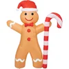 Image de Levensgrote opblaasbare Peperkoekman - Bruin - 110x30x140cm - Kerstversiering
