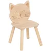 Image de Atmosphera Kinder stoeltje Katje/poes - naturel - hout - D30 x H50 cm - bijzet stoeltjes