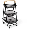 Image de 5Five Keuken/badkamer opberg trolley - 3 laags - zwart - 48 x 41 x 87 cm - mesh metaal