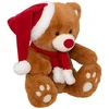 Image de Feeric lights & Christmas Knuffel kerstbeer - met kerstmuts - 34 cm - pluche - kerstknuffel beer - knuffelbeer