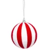 Image de JJA - Rood-wit gestreepte kerstbal 8 cm van imitatiebont