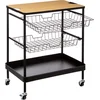 Image de Five® Metalen trolley met houten blad - 169203 - Uitschuifbaar & Verrijdbaar
