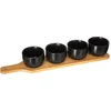 Image de 5Five Serveerplank - borrelplank hapjes - aardewerk - zwart - incl. 4x schaaltjes - serveer voedsel en sausjes set