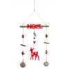 Image de JJA - Houten kerstrendier hangdecoratie 38 cm rode mobile