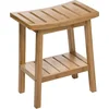 Image de 5Five Douche of bijzet krukje - bamboe hout - lichtbruin - L40 x B25 x H46 cm