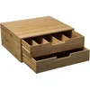 Image de Capsulehouder Bamboe- 2 Lades - Theedoos - Opbergbox - Bureau Organizer - Koffie Capsule Houder - Koffiepads - Koffiezetapparaat stand met Lade- Koffiecups houder - Geschikt voor Dolce Gusto - Vertuo - L’Or