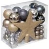 Image de Atmosphera - Kerstballen - Met Piek - 43 stuks - Kunststof - champagne-blauw-grijs