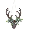 Image de JJA - Kerst rendierkop ophangdecoratie 34 cm hout