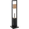 Image de TOILETROLHOUDER STAAND METAAL MET BAMBOE ZWART + WC BORSTEL