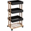 Image de 5Five Doucherekje/badkamerrekje/trolley - bamboe/zwart - 4 lagen - 40 x 30 x 87 cm