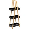 Image de 5Five Doucherekje/badkamerrekje/bakjes - bamboe/zwart - 3 lagen - 30 x 18 x 82 cm