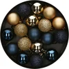 Image de Atmosphera Kerstballen - 18ST - blauw/ goud - glans en mat - D3 cm - kunststof