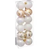 Image de Atmosphera kerstballen 12x - parelmoer wit/goud - 4 cm - kunststof
