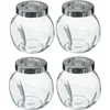 Image de 5Five Kruidenpotten set - 4x stuks van 200 ml - glas - met rvs deksel - luchtdicht - keuken kruidenrek