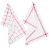 Image de 5Five Theedoek Traditioneel - set van 2x stuks - rood/wit- motief - katoen - 70 x 45 cm - Afdroogdoek - Vaatdoek
