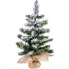 Image de Blooming kunst (tafel)kerstboom - 50 cm - groen - Ø 29 cm - 54 tips - besneeuwd - jute zak