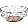 Image de Secret de Gourmet Fruitschaal - zwart - D28 cm - metaal/hout - rond - fruitmand - Fruitschalen - Draadmand van metaal
