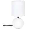 Image de Witte Keramische Ball Tafellamp | E14 Nachtlamp | Stoffen Kap | Ø13 x H25 cm | Bureaulamp | Ceramic Ball Lamp