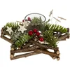 Image de Feeric Lights & Christmas Kerst Theelichthouder - Hout en Glas - 20 x 20 x 7 cm - Groen