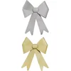 Image de Kerststrik voor de kerstboom - Set van 4 - Super leuke strik voor cadeautjes - Kerstdeco - 2 Goud en 2 Zilver - 30 x 19 cm