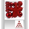 Image de Kerstballenset 18 delig met kerstster rood - 18 stuks - Kerstbal - Kerstster - Kerstversiering - Roodkleurig