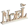 Image de Houten Decoratie voor kerst:  NOEL letters met kerstboompjes en vogeltje