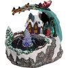 Image de Kerstdorp - kerst tafereel - fontein en slee - met led verlichting - 25 cm