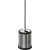 Image de 5five Toiletborstel met houder - rond - RVS - met klep deksel - 39 cm