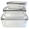 Image de Cook Concept Vershoudbakjes met deksel - glas - set 3x stuks - 350/800/1800 ml - luchtdicht - met clips