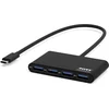 Image de Port Connect - Mobiele USB-C Hub - 4x USB-A 3.0 Poorten - 30 cm Kabel - Zwart
