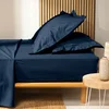 Image de Ciemnoniebieskie prze cierad o z bawe ny organicznej z gumk  180x200 cm Biolina   douceur d'intérieur