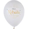 Image de SANTEX - 8 latex ballonnen leve het pensioen wit en goud metallic 23 cm voor decoratie