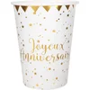 Image de SANTEX - 10 Kartonnen Happy Birthday Bekers Metallic Wit en Goud 7,8 x 9,7 cm Sterren