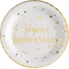 Image de SANTEX - 10 Kartonnen Borden "Fijne Verjaardag" Wit en Goud 23 cm met Sterren
