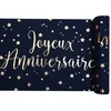 Image de SANTEX - Katoenen tafelloper "Happy Birthday" marineblauw en goud 28 cm x 3 m