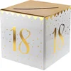 Image de Santex Verjaardag enveloppendoos - leeftijd 18 jaar - wit/goud - karton - 20 x 20 cm