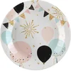 Image de Santex feest wegwerpbordjes - ballon - 10x stuks - 23 cm - wit/goud